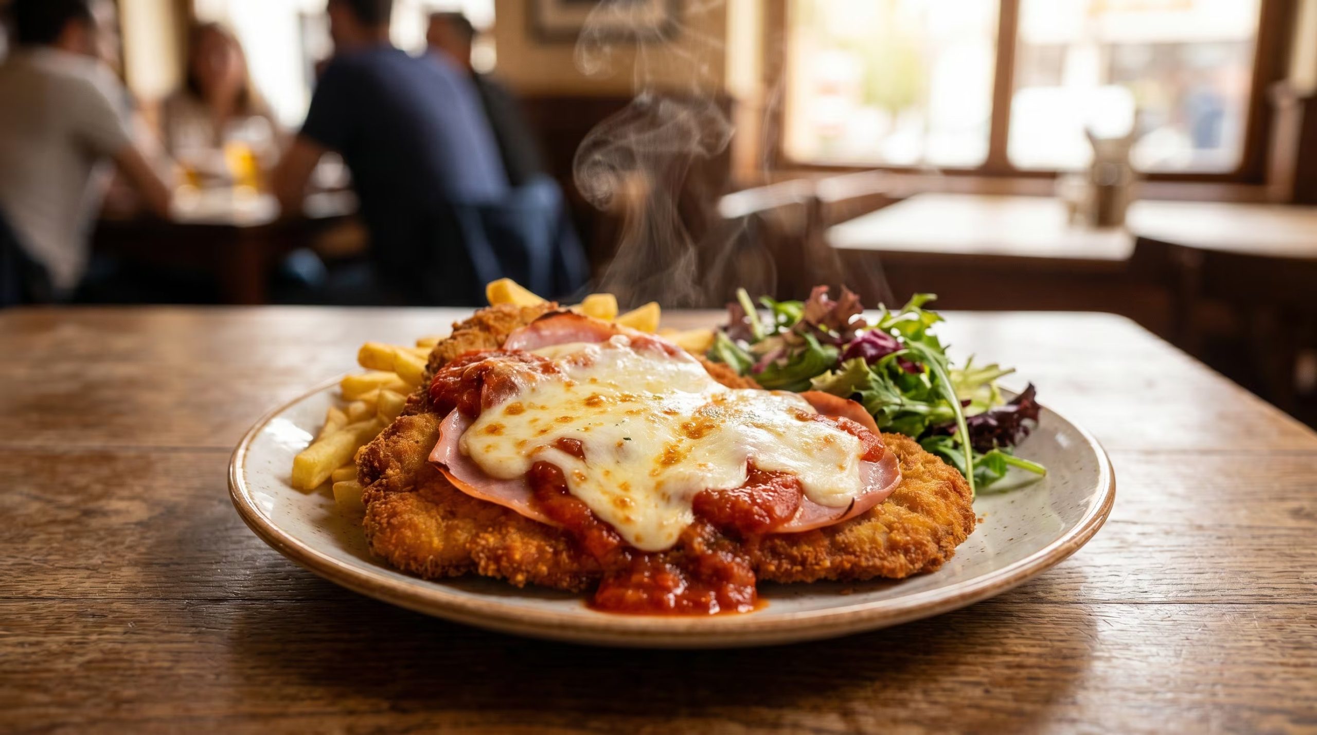 La milanesa a la napolitana suma salsa de tomate, jamón cocido y mozzarella gratinada sobre la base tradicional (Imagen Ilustrativa Infobae)