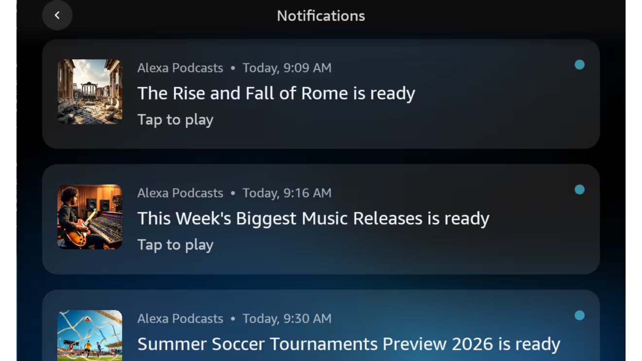 El usuario puede ajustar la duración y el enfoque del podcast antes de que Alexa lo grabe. (Amazon)