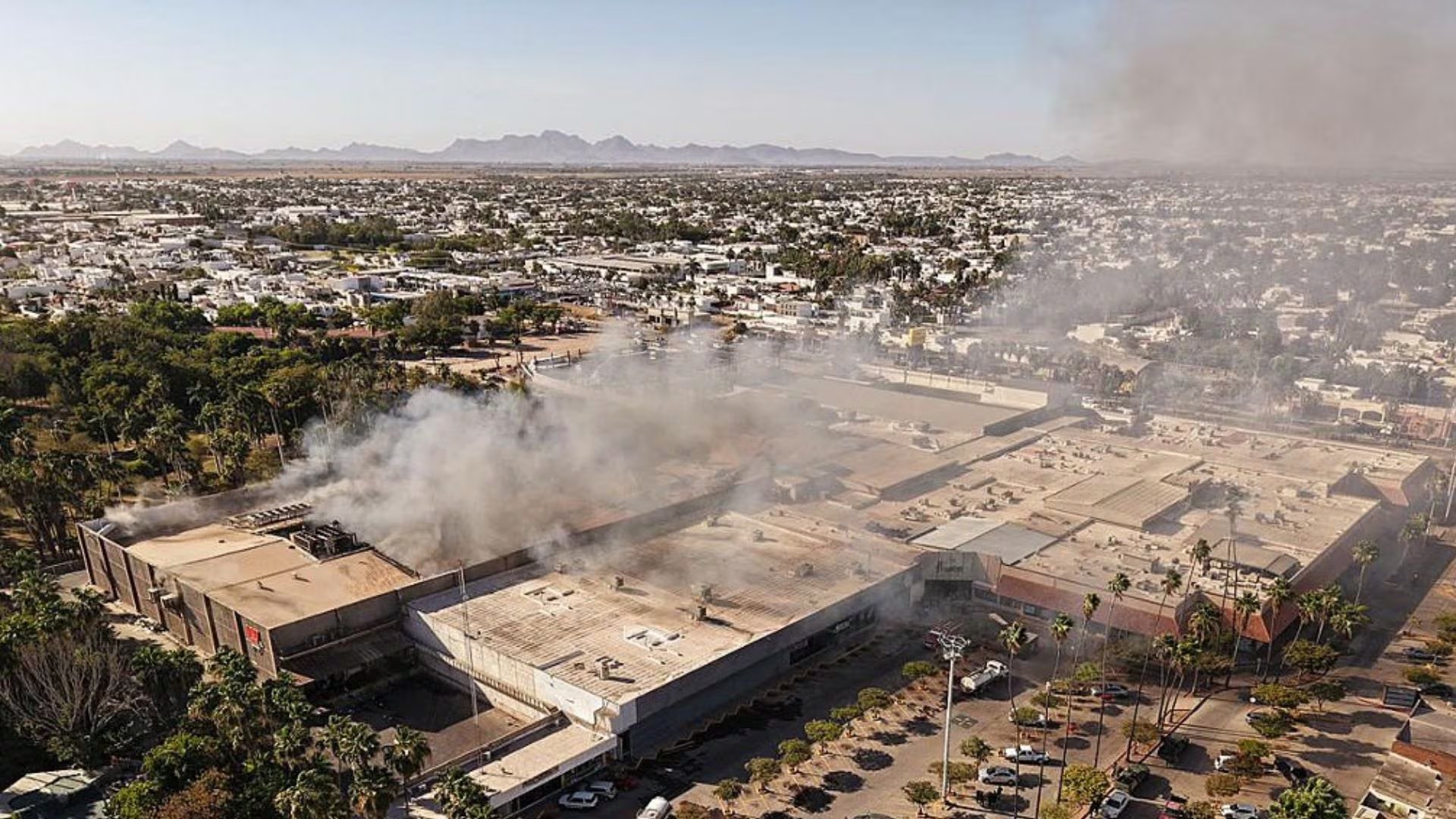 Incendio en la Plaza Fiesta Las Palmas de Los Mochis, Sinaloa, dejó muertos y heridos. (AFP)