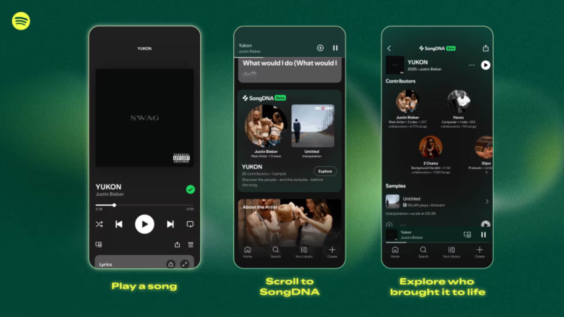 SongDNA y About the Song revelan quién compuso, produjo y qué influencias tiene cada tema. (Spotify)