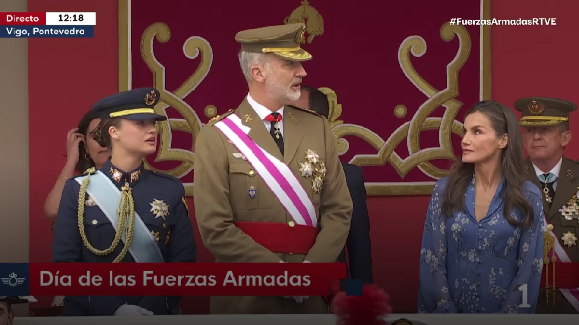 La reina Letizia, en segundo plano en el Día de las Fuerzas Armadas (RTVE)
