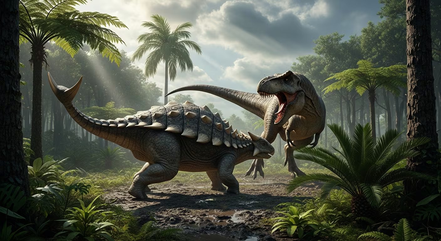 La cola del Ankylosaurus terminaba en una maza ósea que servía de arma defensiva frente a carnívoros (Imagen Ilustrativa Infobae)