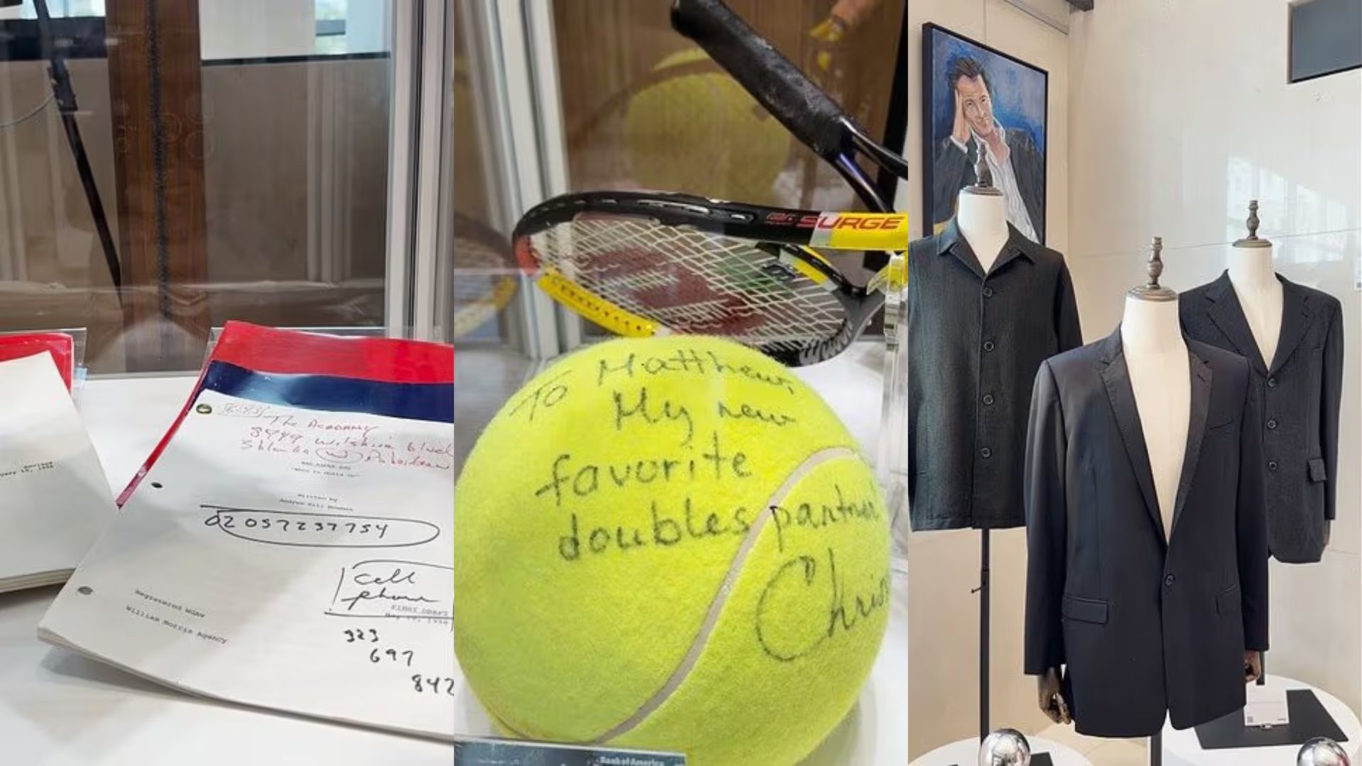 El actor practicó tenis hasta diez horas diarias de niño y disputó torneos en Canadá. Sus raquetas, con las cuerdas rotas por el uso, forman parte de la subasta (Rachel Choffin)