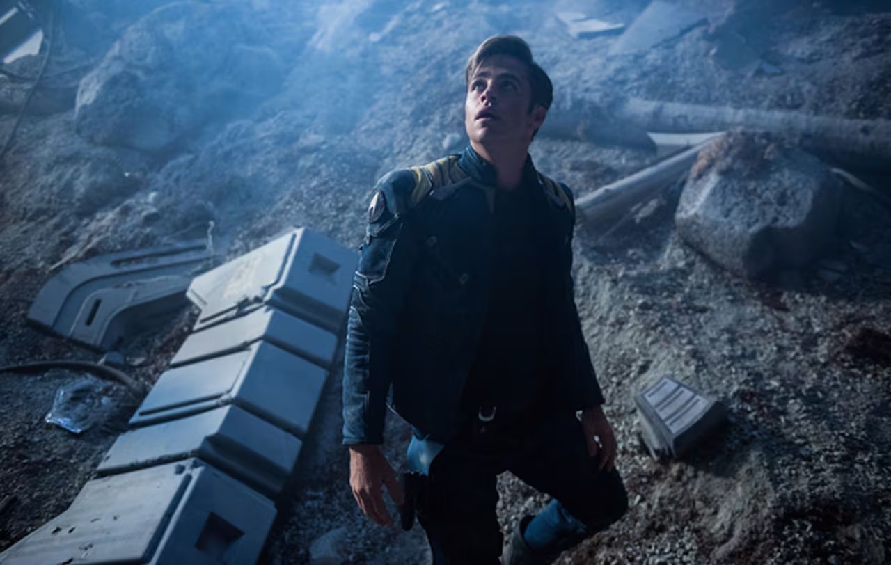 Chris Pine plays Kirk in Star Trek Beyond from Paramount Pictures, Skydance, Bad Robot, Sneaky Shark and Perfect Storm Entertainment