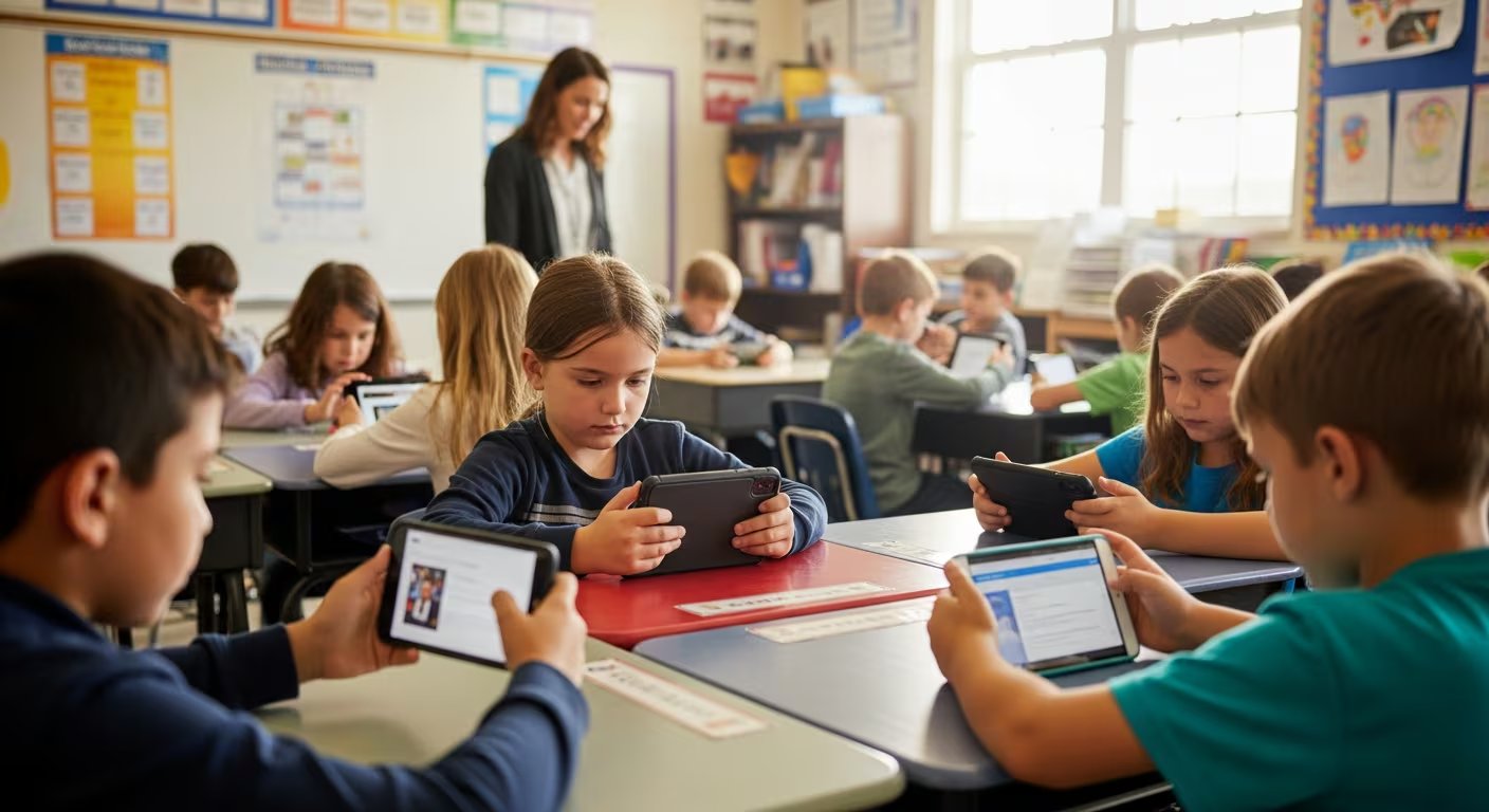 El estudio de las universidades de Stanford, Duke, Michigan y Pensilvania analizó el impacto real de limitar el uso de celulares en 4.600 escuelas (Imagen Ilustrativa Infobae)