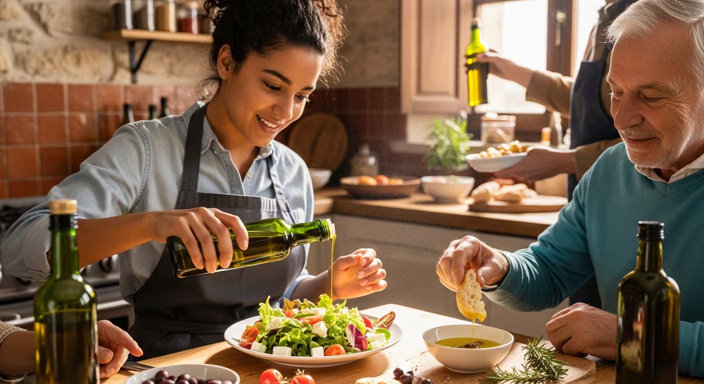 El estudio PREDIMED comprobó que añadir aceite de oliva virgen extra a la dieta mediterránea reduce en 30% el riesgo de eventos cardiovasculares graves. (Imagen Ilustrativa Infobae)