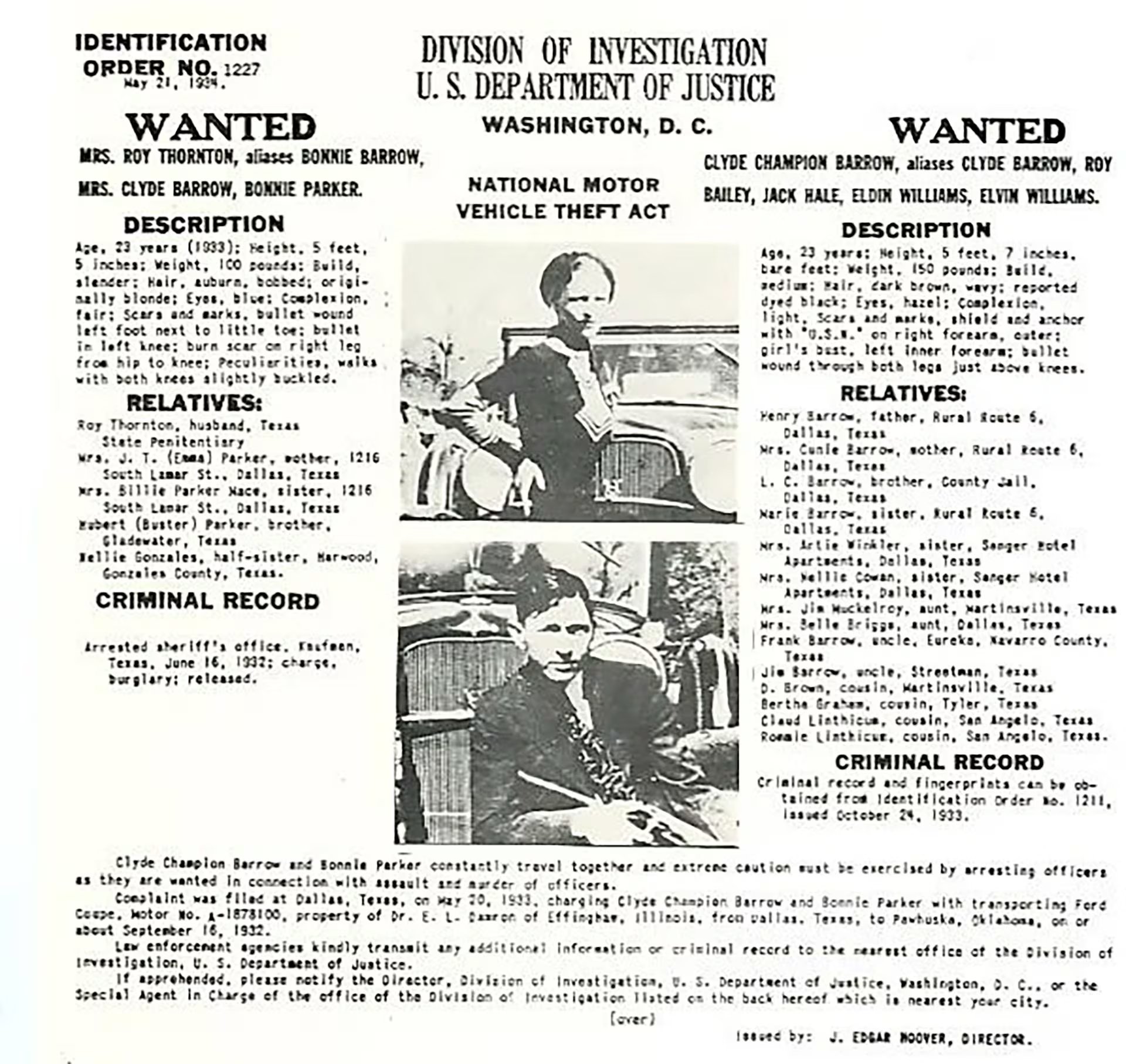 El asesinato de oficiales y civiles durante la huida de Bonnie y Clyde llevó a un cambio radical en la percepción pública y la presión sobre las autoridades (FBI)