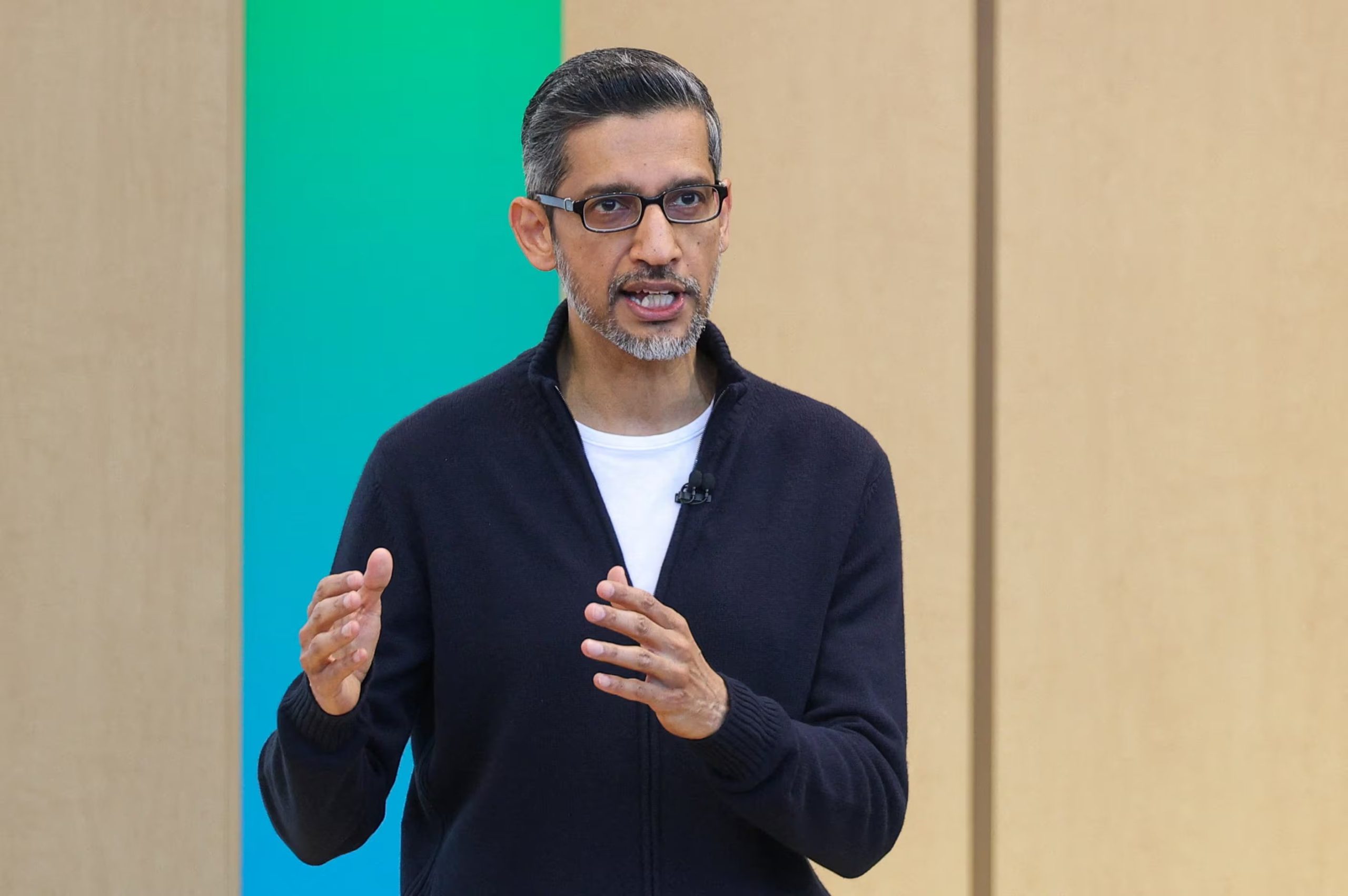 Sundar Pichai, CEO de Google, durante la apertura de Google I/O 2026 en Mountain View, California, donde se presentaron las nuevas herramientas de inteligencia artificial.