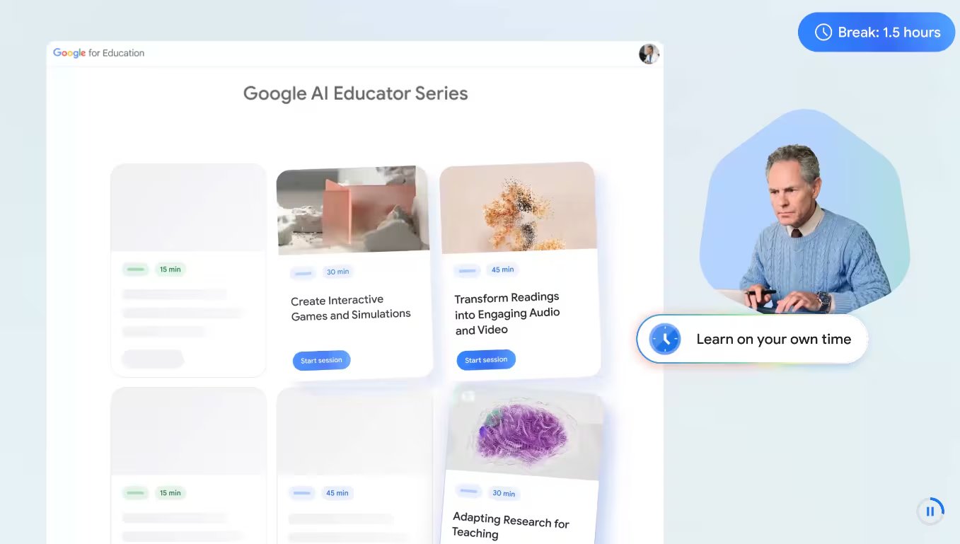 Google preparó la capacitación para docentes de una forma en que puedan aprender de manera diaria durante 15 minutos.