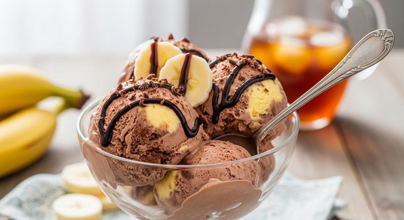 Esta receta de helado se prepara solo con plátanos, cacao, leche, vainilla y chispas de chocolate, sin equipamiento especial. - (Imagen Ilustrativa Infobae)