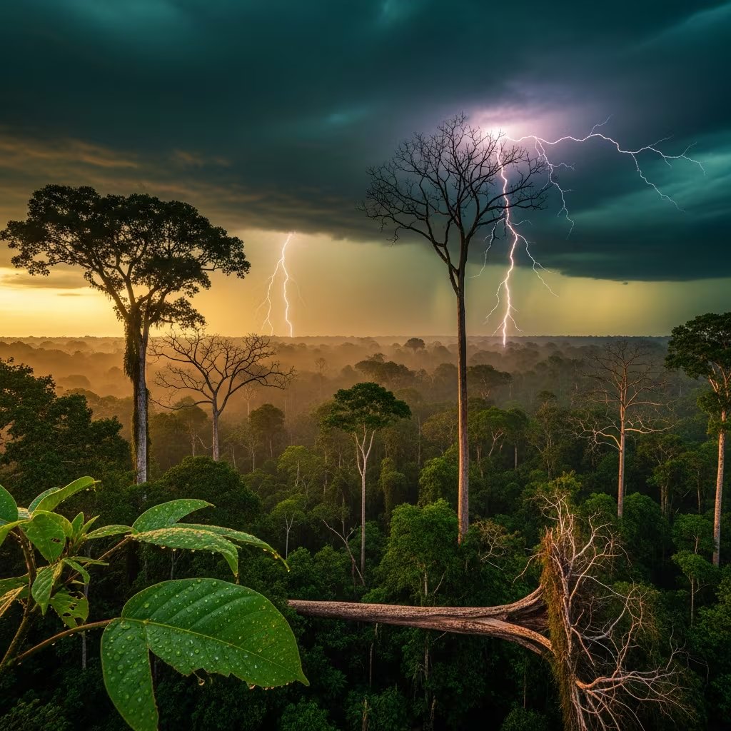 Las tormentas eléctricas en el Amazonas influyen más que la sequía en la rapidez con que los árboles mueren y liberan carbono (Imagen Ilustrativa Infobae)