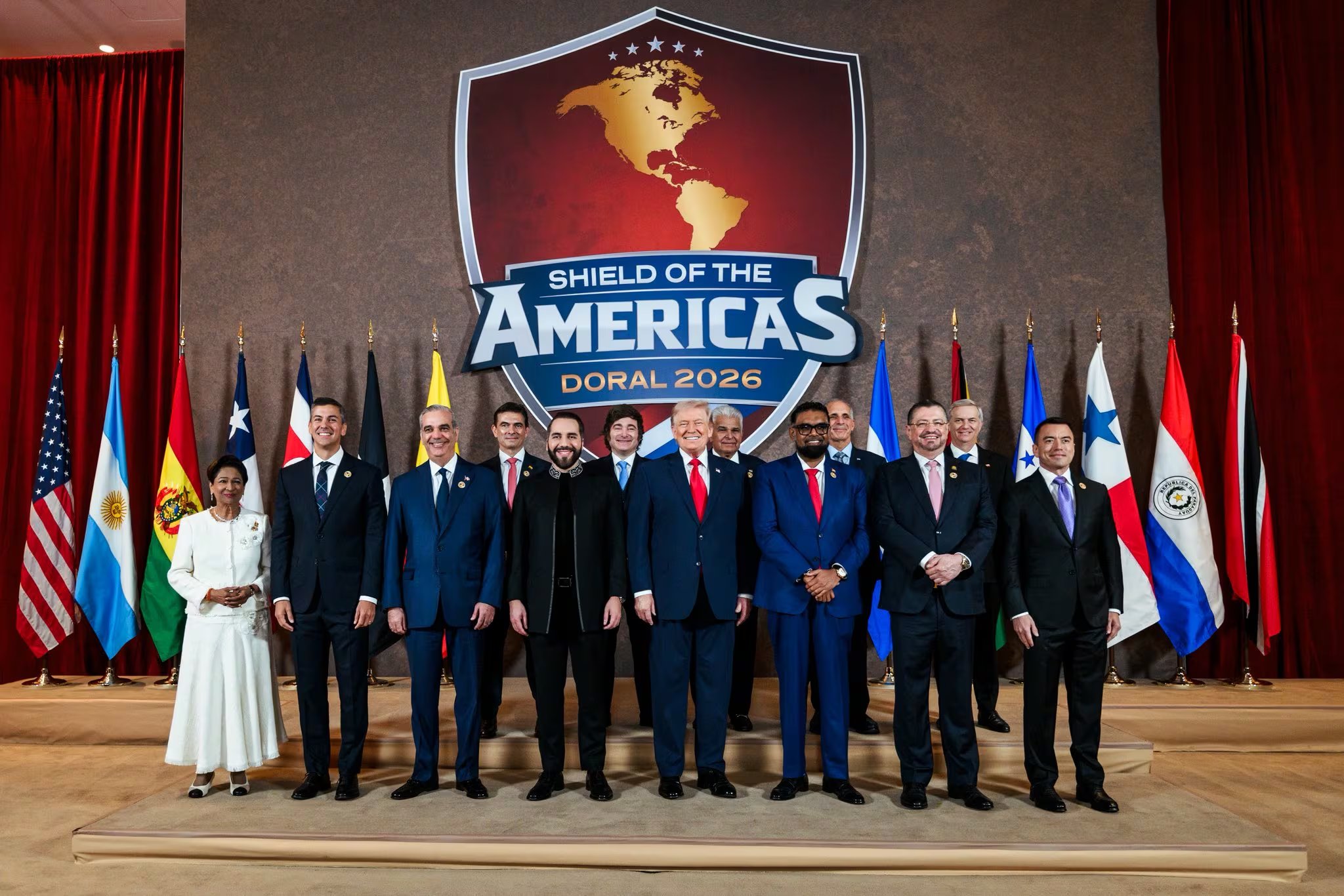 Donald Trump junto a los mandatarios regionales que apoyan el Escudo de las Americas