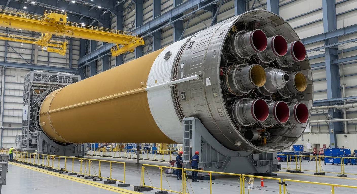 Los propulsores sólidos fabricados por Northrop Grumman aportarán más del 75 por ciento del empuje durante el despegue del SLS en Artemis III (NASA/Imagen Ilustrativa Infobae)