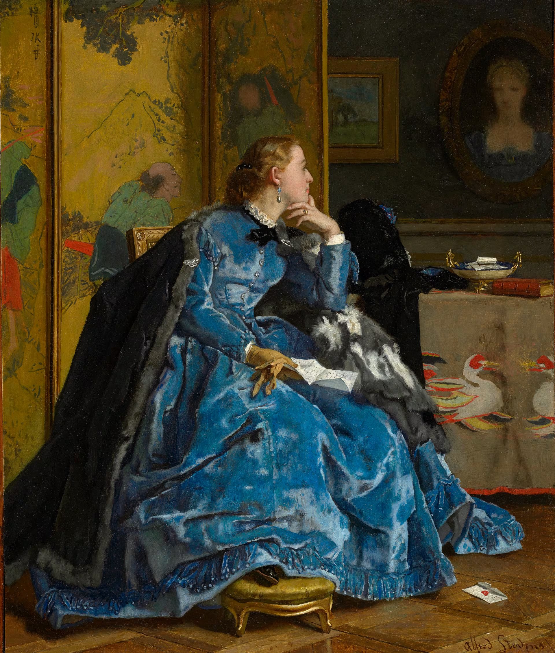 “Una duquesa”, de 1866, es una pintura que también es conocida como “El vestido azul”