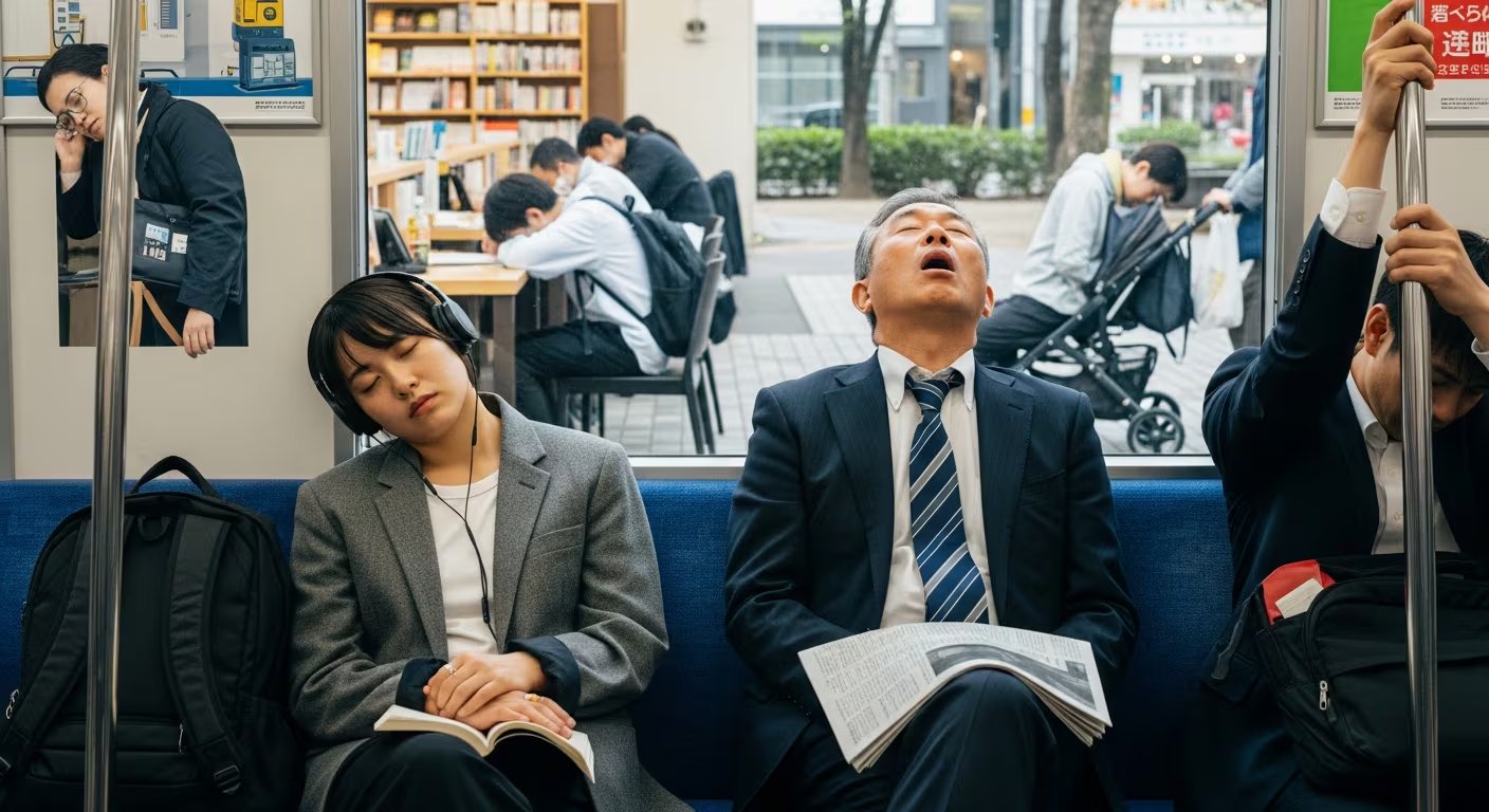 Gente japonesa realiza el inemuri en diversos lugares del país.(Imagen Ilustrativa Infobae)