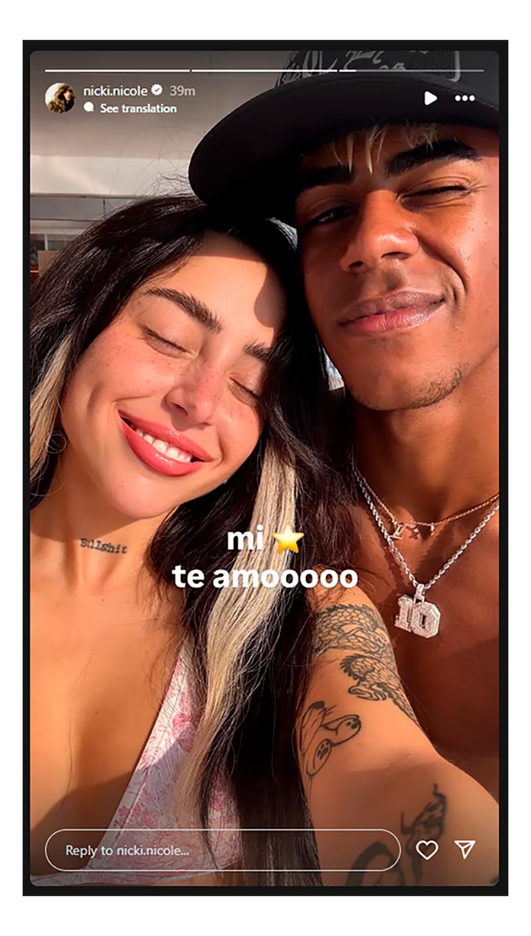 Nicki Nicole publicó una nueva foto con Lamine Yamal y le confesó su amor públicamente. (Redes sociales)