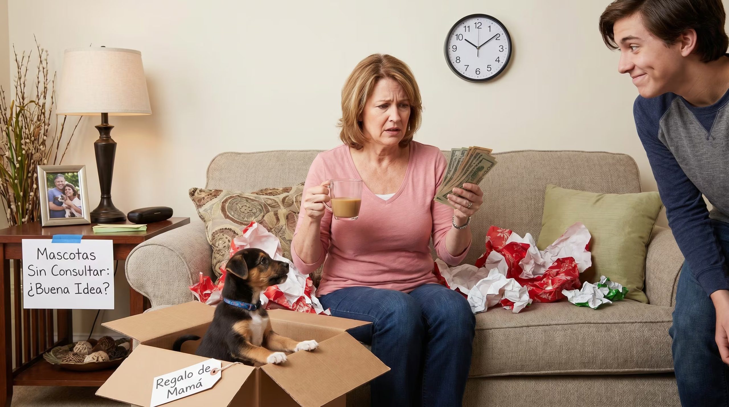 Regalar una mascota sin consultar puede convertirse en una carga inesperada para mamá, por lo que requiere diálogo previo y compromiso familiar. (Imagen Ilustrativa Infobae)