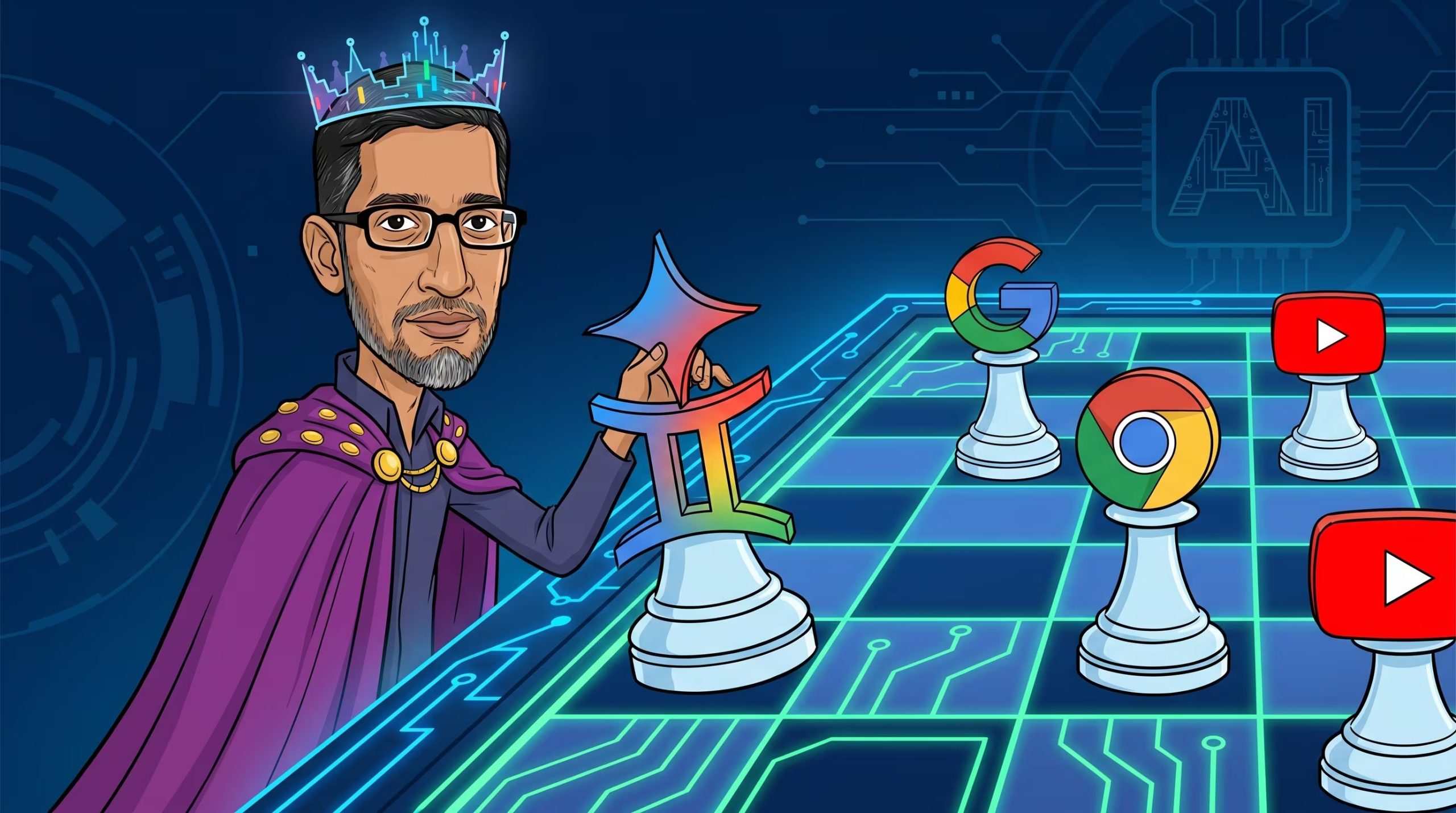 Investigación, chips, cloud, software y distribución: Google es la única compañía pública que mueve las cinco piezas del tablero de la IA (Imagen Ilustrativa Infobae)