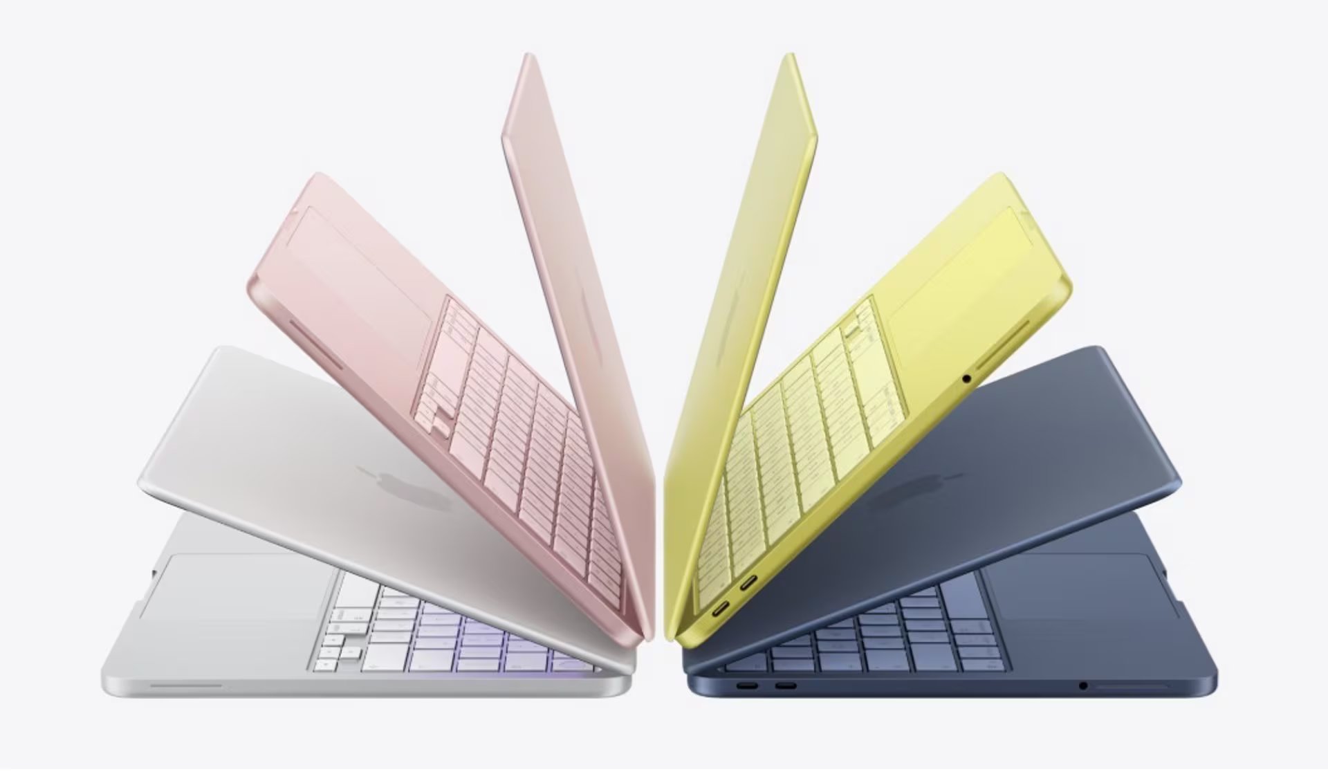 La MacBook Neo está disponible en cuatro colores: plata (clásico), rosa rubor (rosa suave/blush), amarillo cítrico (verde lima/citrus) e índigo (azul profundo).

APPLE
