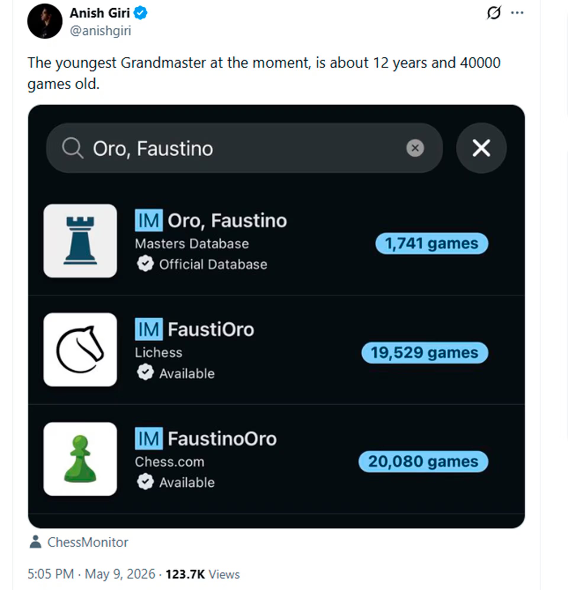 Anish Giri le dedicó un posteo en reconocimiento al joven argentino 