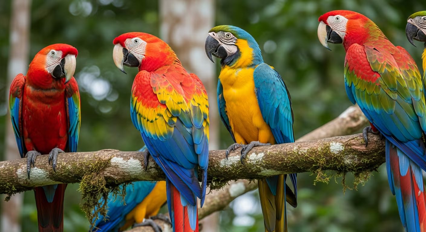 La mayoría de los guacamayos habita en selvas tropicales de América Central y América del Sur, donde la deforestación ha reducido drásticamente sus hábitats (Imagen Ilustrativa Infobae)