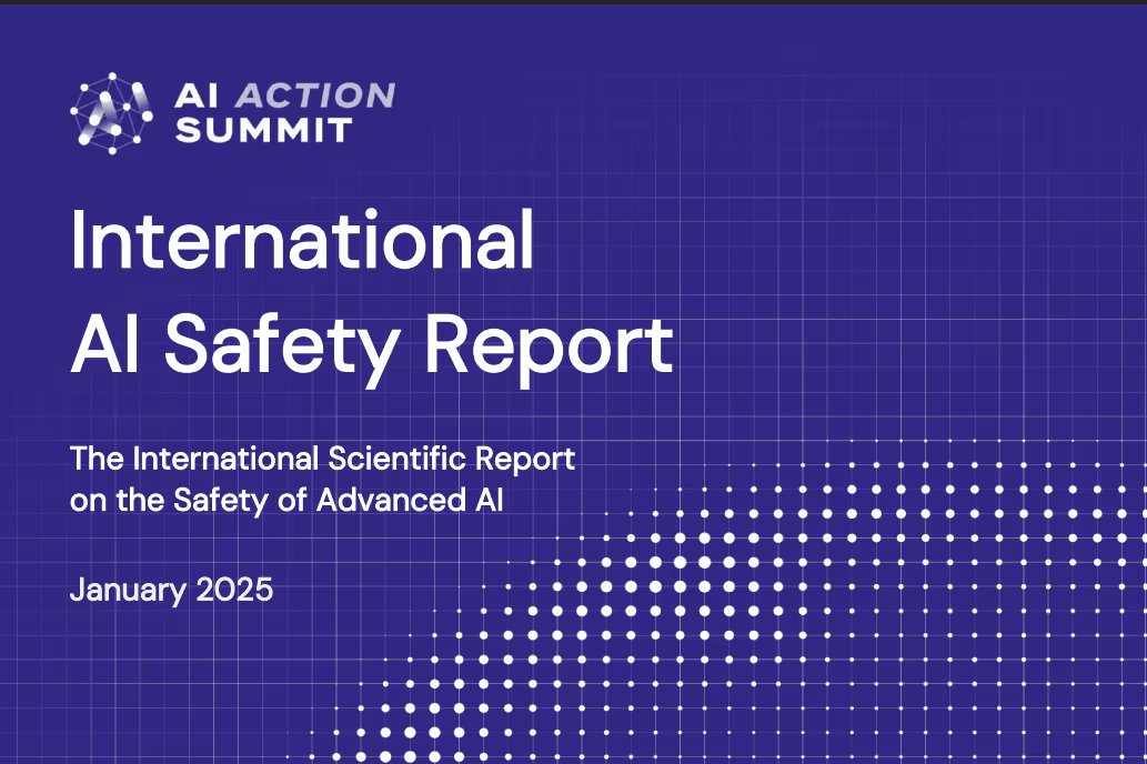 La portada del informe científico internacional de enero de 2025 detalla la seguridad de la inteligencia artificial avanzada, presentado por AI Action Summit.