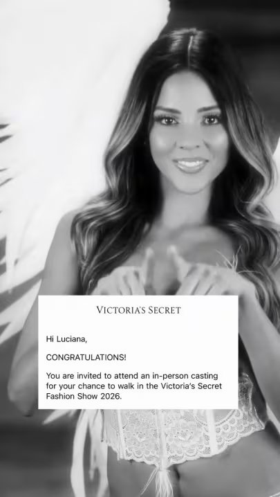 Luciana Fuster compartió en redes que fue invitada a un casting presencial de Victoria’s Secret tras pasar el primer filtro.. IG