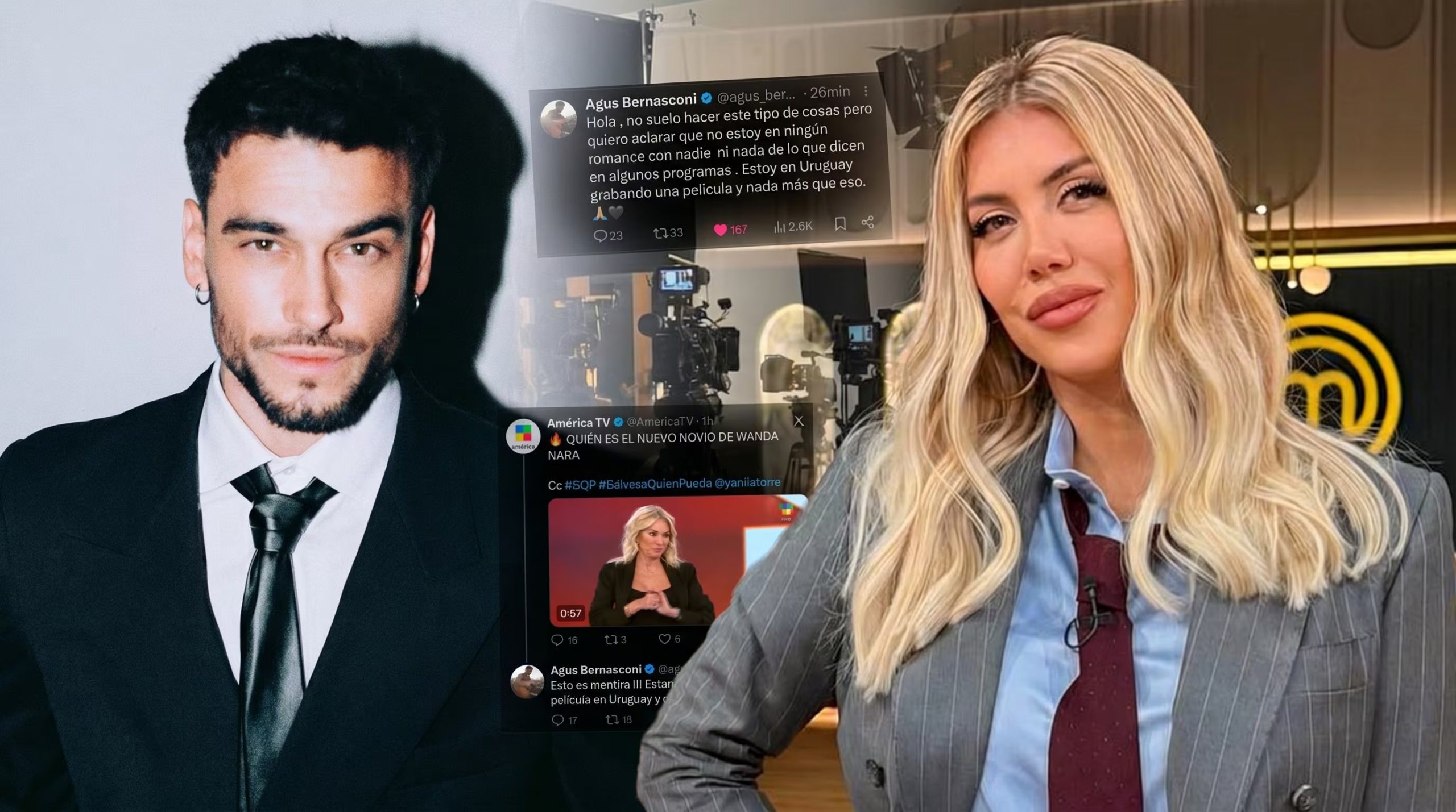 Agustín Bernasconi desmintió el supuesto romance con Wanda Nara, revelado por Yanina Latorre, aunque luego eliminó sus publicaciones, mientras la prensa especula sobre su relación durante el rodaje de una película en Uruguay. (Imagen Ilustrativa Infobae)