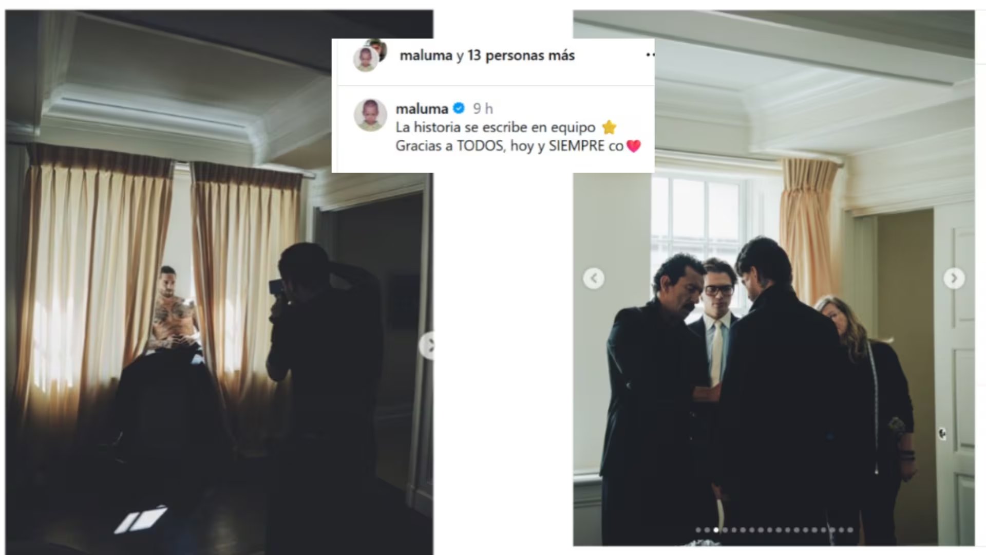 El artista compartió en redes sociales el detrás de cámaras de su preparación para el evento, mostrando su trabajo junto al diseñador Haider Ackermann - crédito @maluma / Instagram / Captura de pantalla