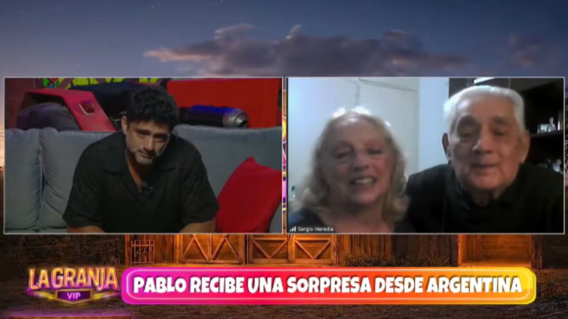 Pablo Heredia se contacto con sus padres por videollamada hasta Argen tina en ‘La Granja VIP'. YouTube.