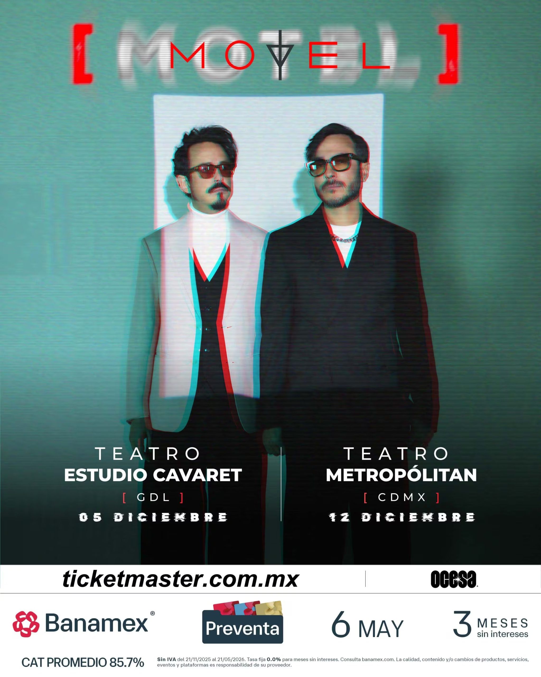 Las presentaciones de Motel celebran más de 20 años de trayectoria y éxitos en el pop rock en español (Ocesa)