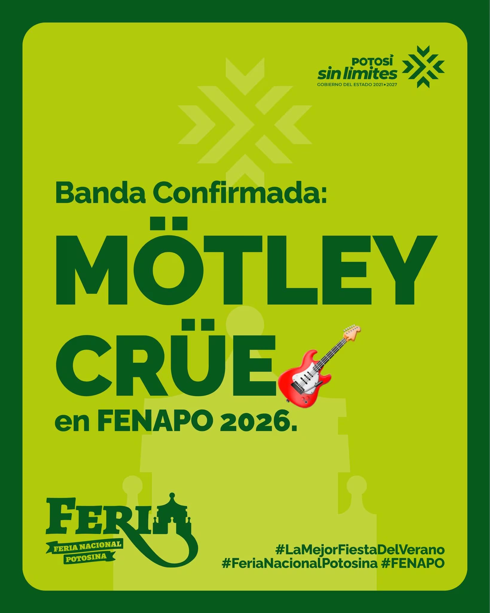 El gobernador Ricardo Gallardo Cardona anunció que la agrupación formará parte del cartel de la FENAPO 2026; el show será sin costo para el público en el Teatro del Pueblo, aunque aún no hay fecha confirmada.(Facebook FENAPO 2026)
