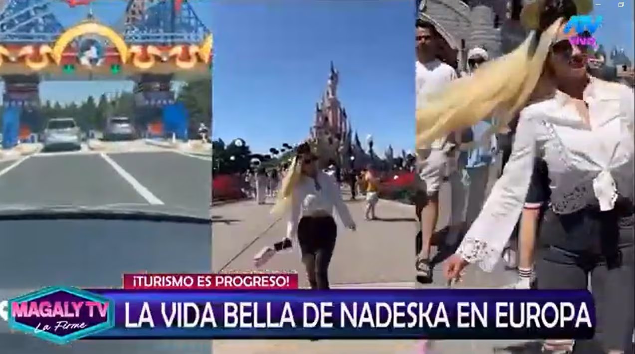 Nadeska Widausky disfrutando de viajes y lujos en Europa, como se muestra en estas imágenes, antes de su detención por Interpol bajo sospecha de proxenetismo. (Magaly TV La Firme)