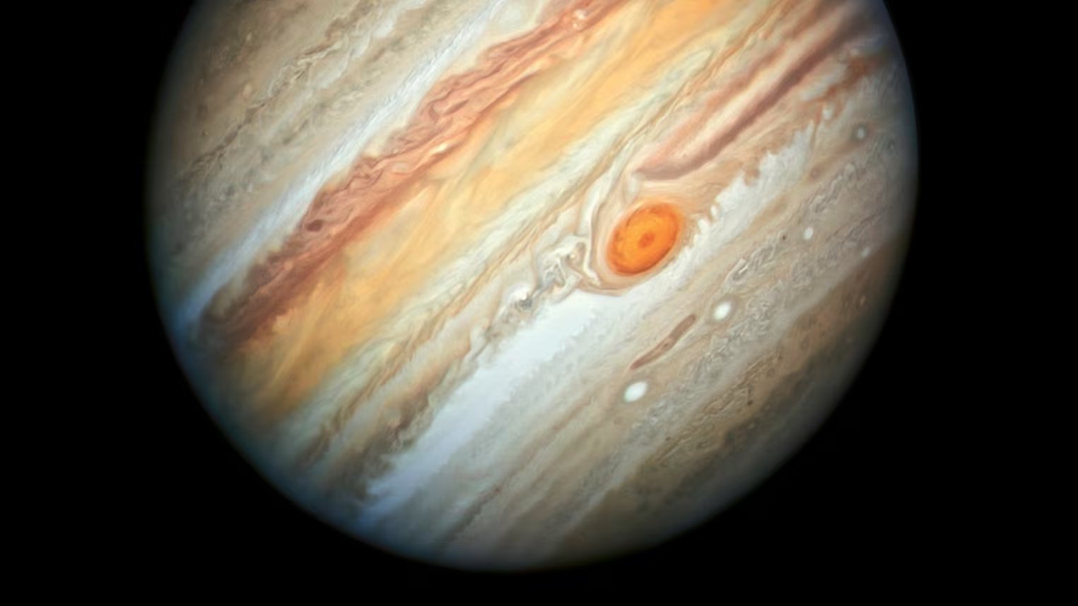 Esta foto facilitada por la NASA muestra el planeta Júpiter, captada por el telescopio espacial Hubble, el 27 de junio de 2019. (NASA, ESA, A. Simon/Goddard Space Flight Center, M.H. Wong/University of California, Berkeley via AP)