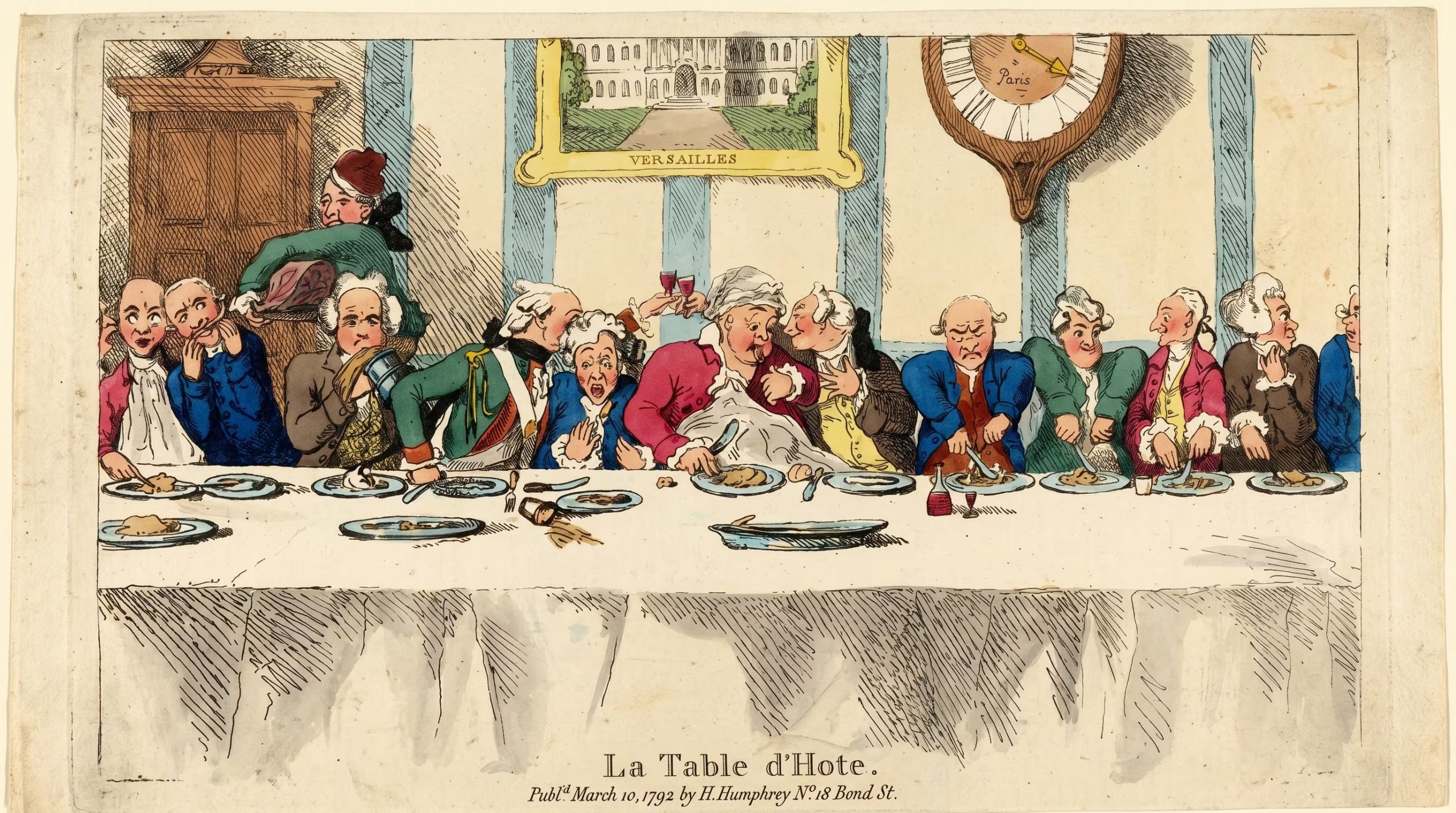 'Mesa de huéspedes', ilustración de Thomas Rowlandson (1792)