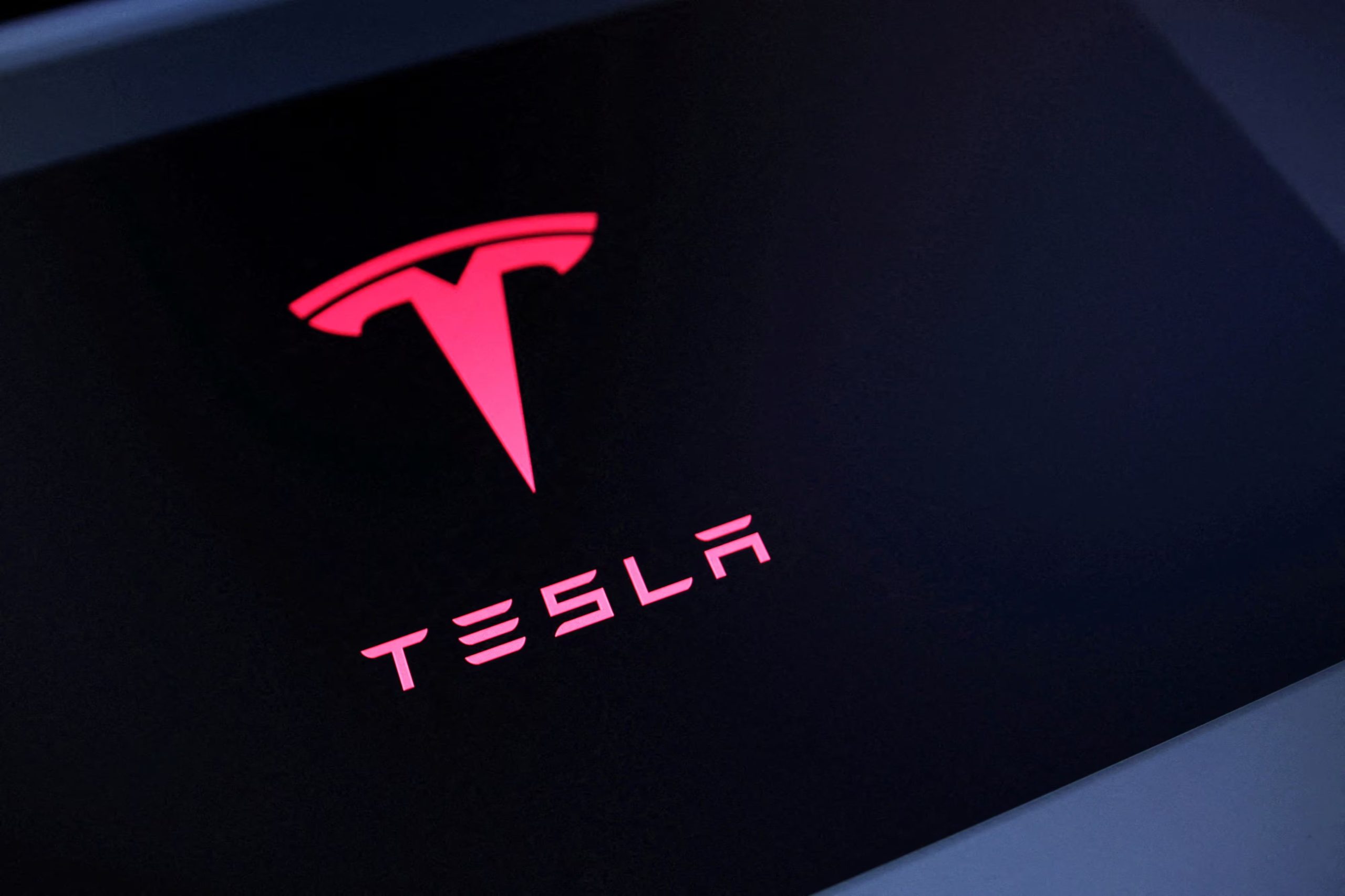 FILE PHOTO: Tesla logo is seen in this illustration taken July 23, 2025. REUTERS/Dado Ruvic/Illustration/File Photo