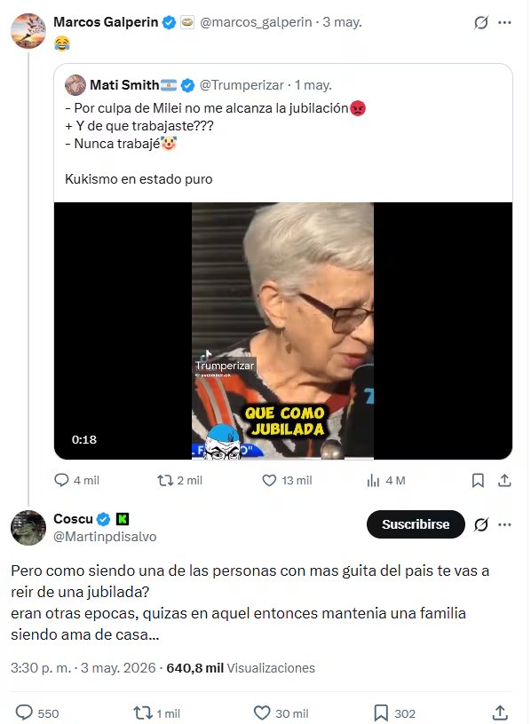 La viralización del emoji sonriente de Galperin ante el testimonio de una jubilada desató un intenso debate en redes sobre empatía y responsabilidad social