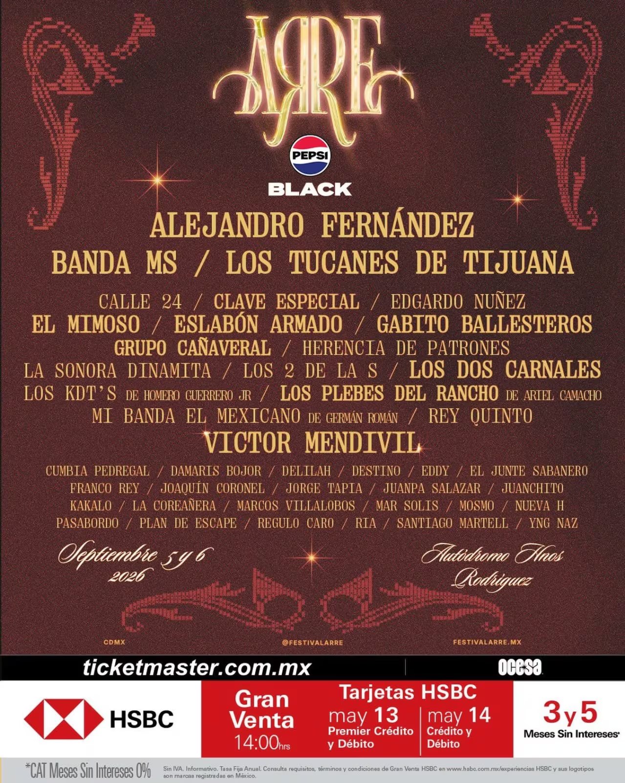 Este es el cartel para el Festival Arre (ocesa)