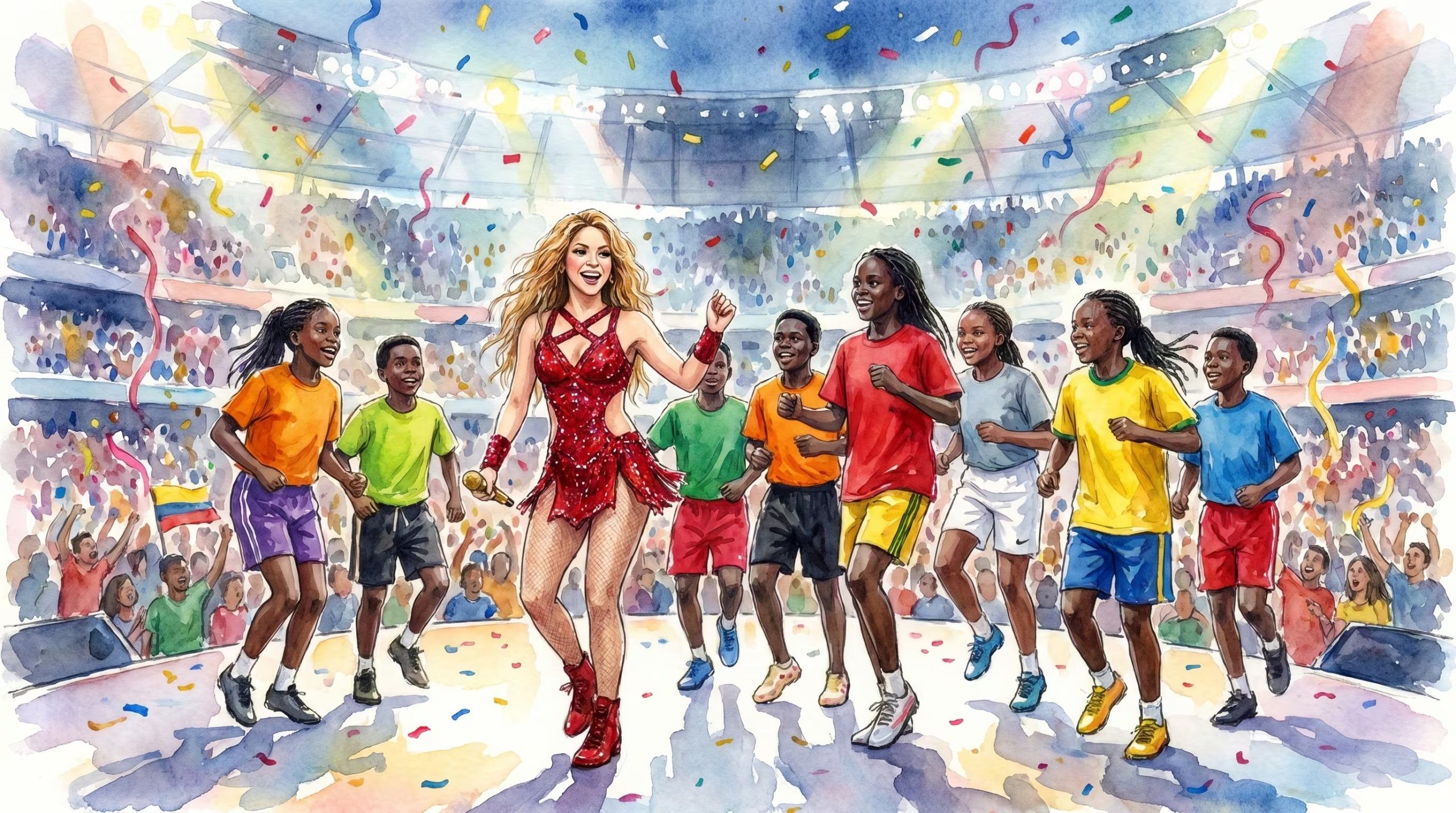 Shakira recibirá más videos de niños bailando 'Dai Dadi' para que bailen junto a ella en el final de la copa - crédito Visuales IA