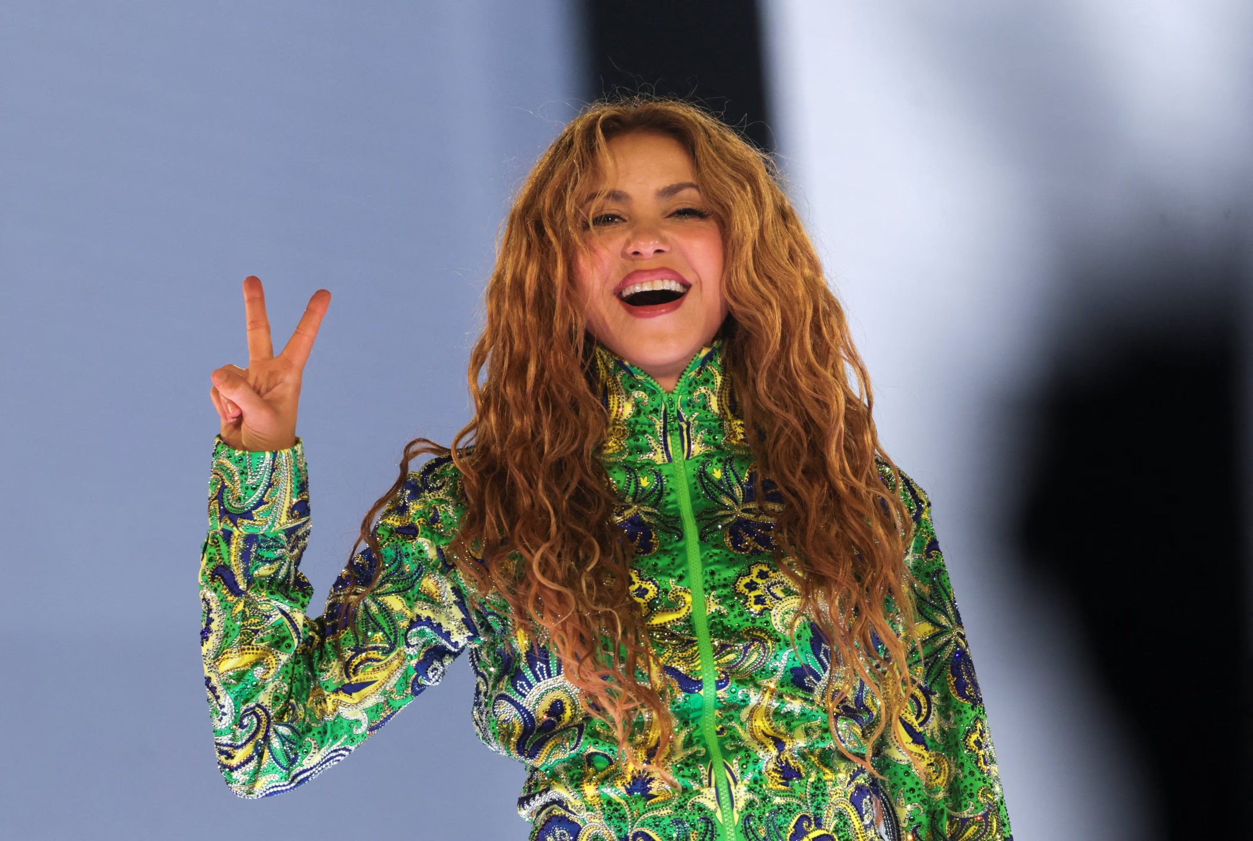 Shakira gestures as she performs during an open concert at the Copacabana beach in Rio de Janeiro, Brazil May 2, 2026. REUTERS/Ricardo Moraes