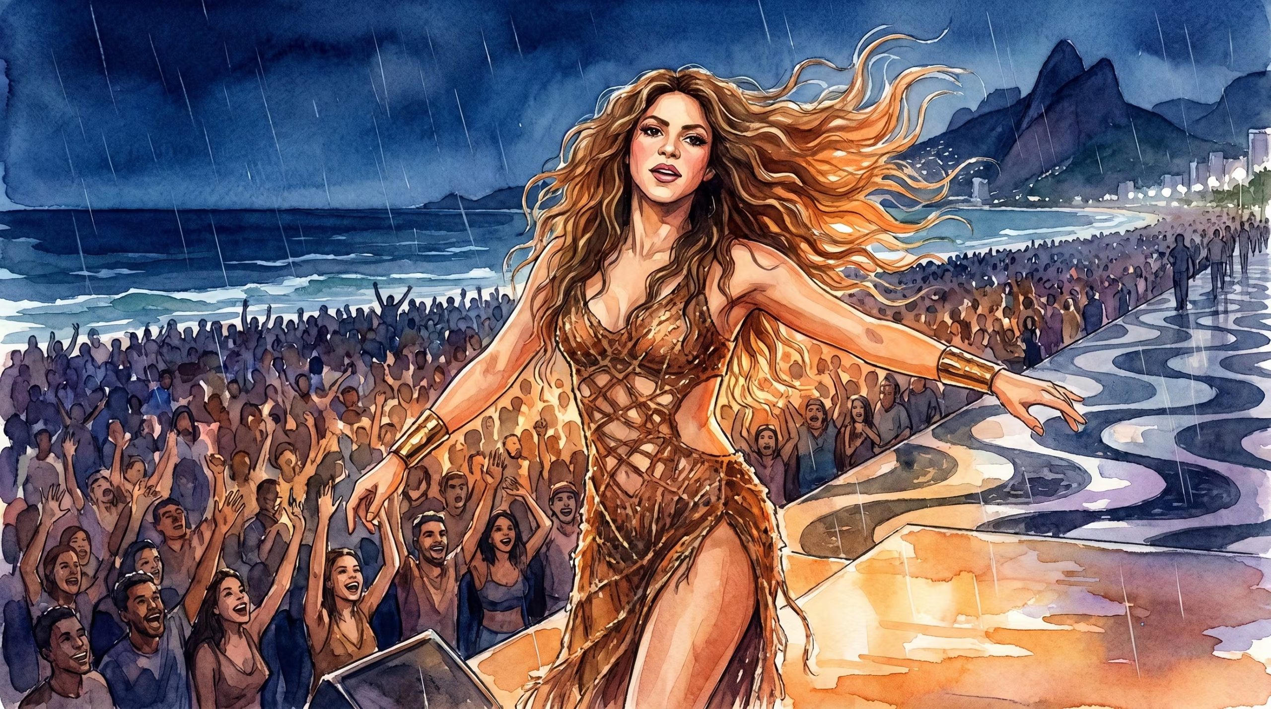 El concierto de Shakira en Copacabana podrá verse en Colombia a partir de las 7:45 p.m., con transmisión en vivo a través de plataformas digitales y canales oficiales brasileños - crédito visualesIA