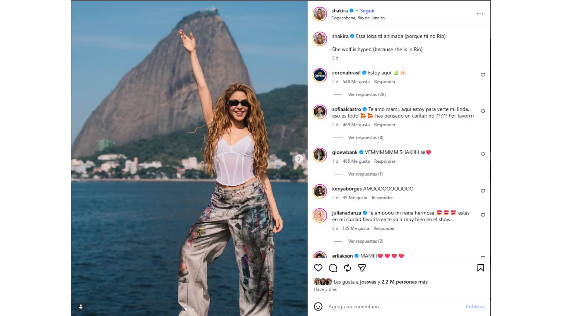 La artista compartió su entusiasmo en redes sociales antes del histórico evento en Río. (Captura/Instagram)