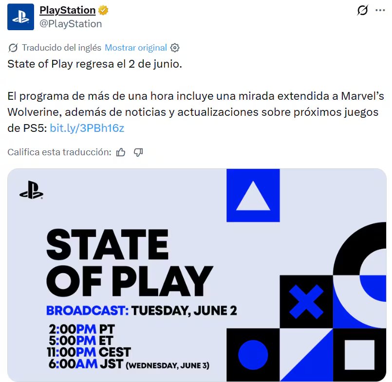 Sony ha anunciado oficialmente la realización de un nuevo State of Play. 
(@PlayStation)