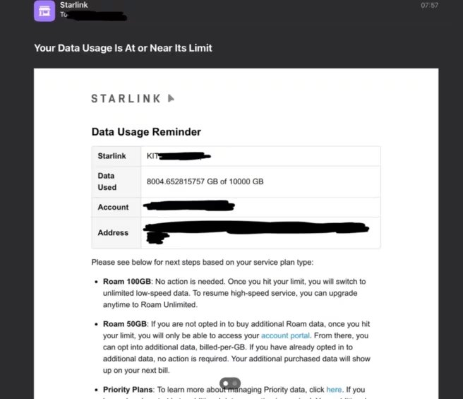 Usuarios de Starlink revelan que tienen una cantidad de GB disponibles antes que se ralentiza su servicio.