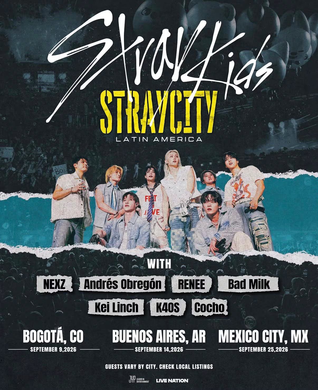 Colombia y Argentina recibirán por primera vez a Stray Kids tras años de pedidos impulsados por los fans de la región. (JYP Entertainment/Live Nation)