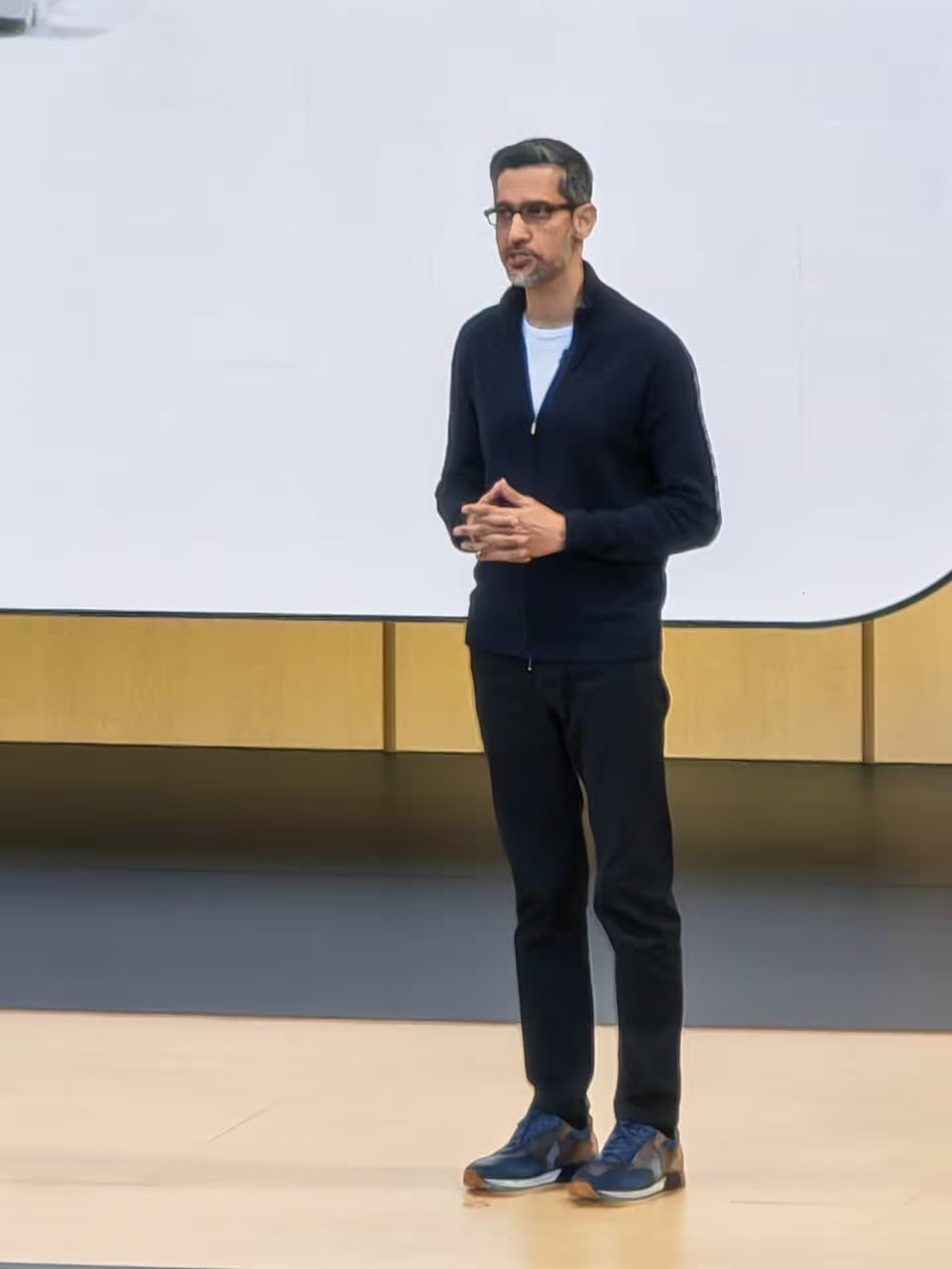 Sundar Pichai, CEO de Google durante la apertura del evento de la empresa en Estados Unidos. (Foto: Infobae)