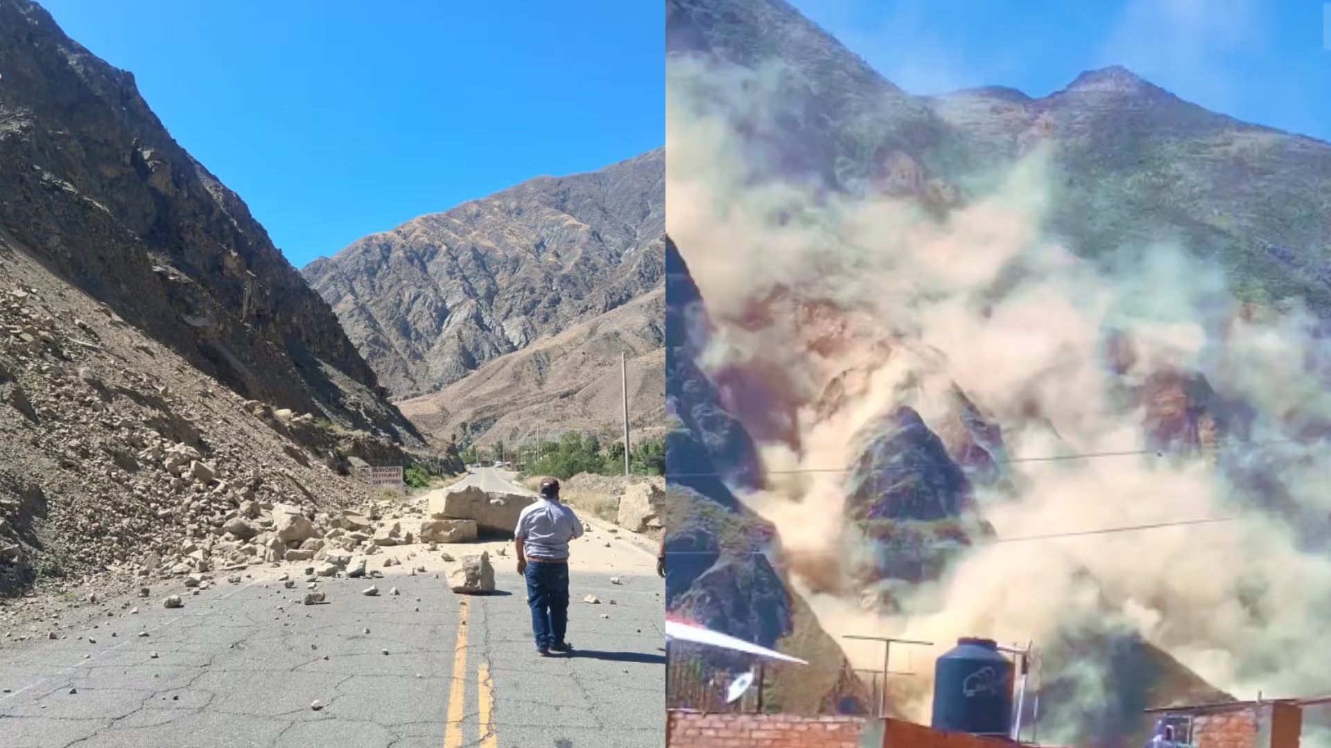 Se reportó caída de piedras y afectaciones en tramos de la vía Los Libertadores, en Pisco. (Composición: Infobae)