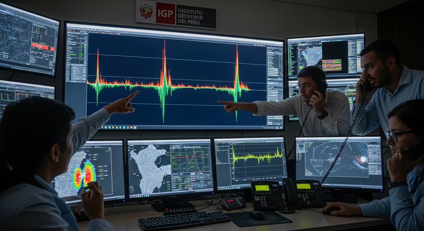 Personal del Instituto Geofísico del Perú (IGP) supervisa intensamente datos sísmicos en tiempo real desde su centro de operaciones en Lima, asegurando el monitoreo constante ante posibles movimientos telúricos en el país. (Imagen Ilustrativa Infobae)