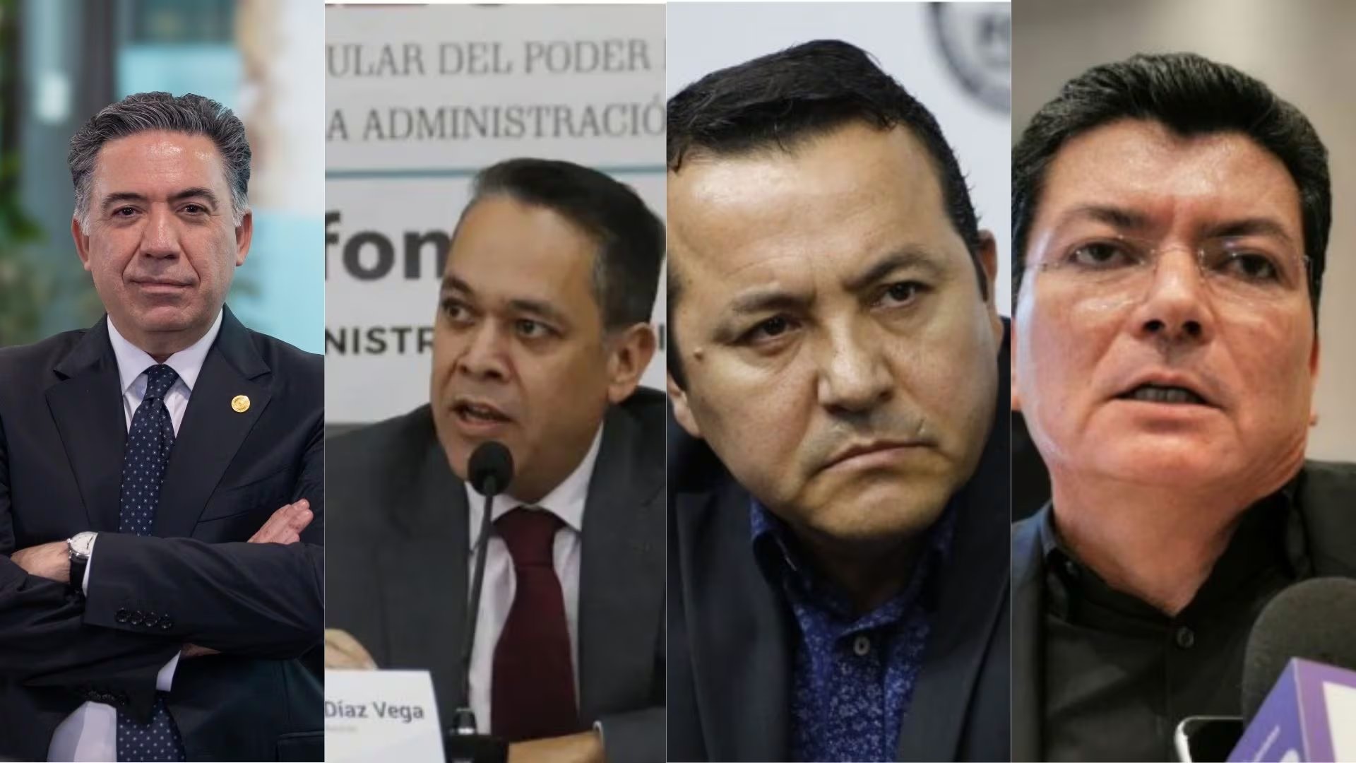 De izquierda a derecha: Inzunza Cazárez, Díaz Vega, Castro Zaavedra y Almanza Aviles. Todos fueron acusados por EEUU de presuntos nexos con Los Chapitos. Foto: Redes sociales
