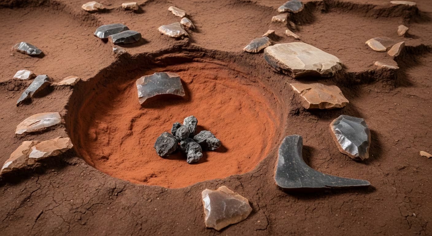 Herramientas de obsidiana halladas en el yacimiento sugieren traslados de larga distancia y una organización compleja entre los Homo sapiens de hace 100.000 años. (Imagen Ilustrativa Infobae)